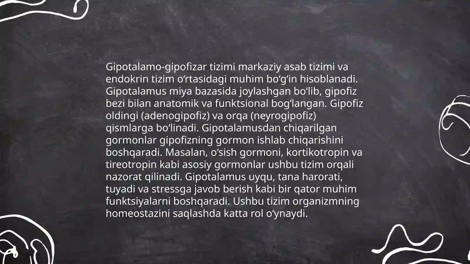 Endokrin bezlar fiziologiyasi.Gipatolamo-gipofizar tizim.Qalqonsimon va qalqonoldi bezi.Buyrakusti bezi fiziologiyasi 4