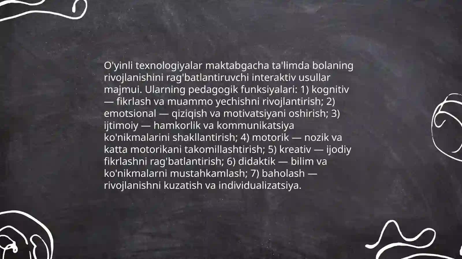 Maktabgacha taʼlimda loyihalashtirish. O‘yinli texnologiyalar va ularning funktsiyalari 4