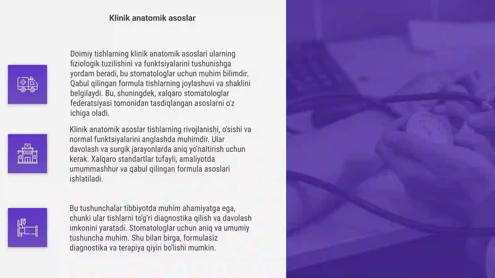 Doimiy tishlarning klinik anatomik va xalqaro stomatologlar federatsiyasi tomonidan qabul qilingan formula 4