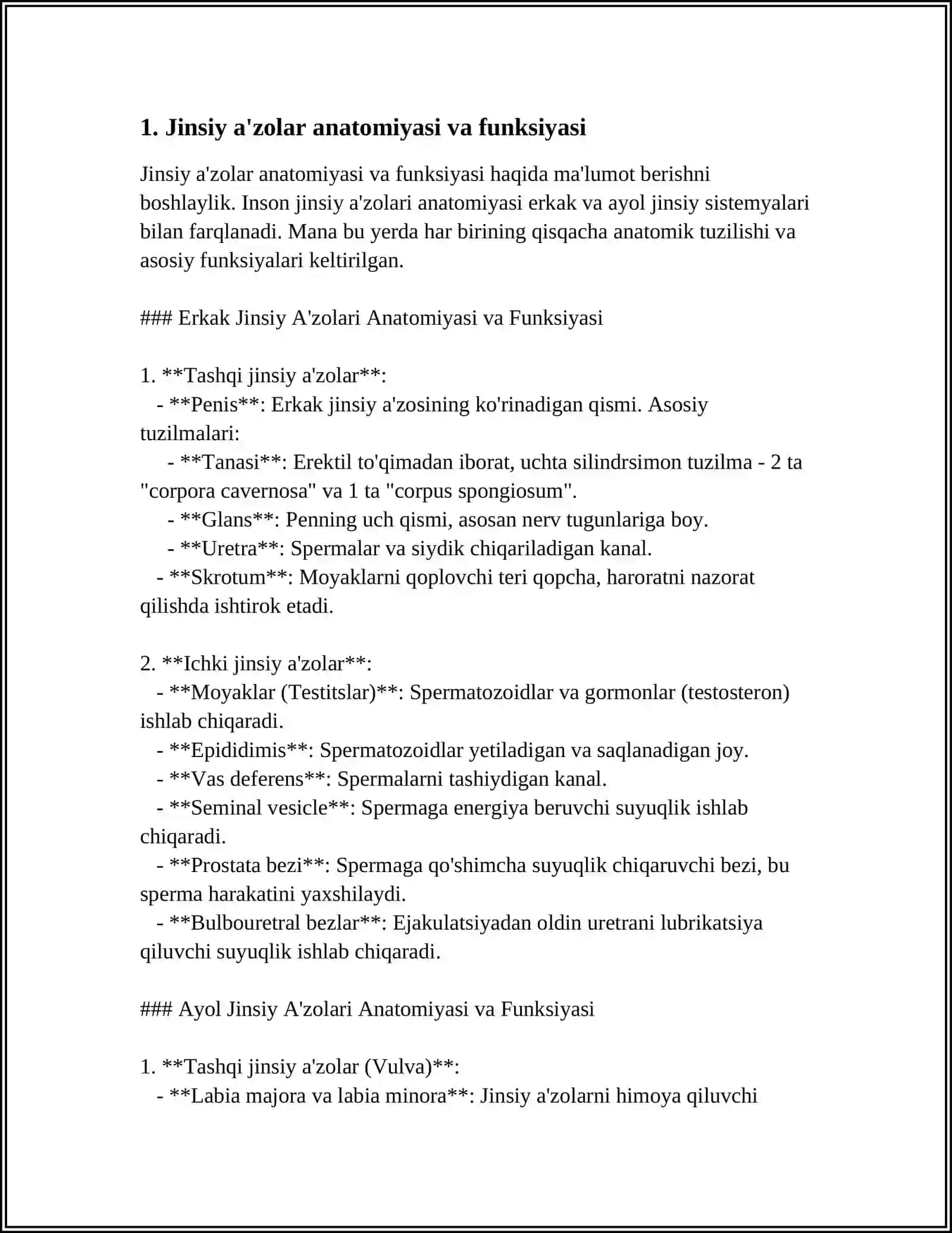 AYOLLAR JINSIY A'ZOLARINING OʻSMA OLDI VA OʻSMA KASALLIKLARI MUSTAQIL ISHI 4