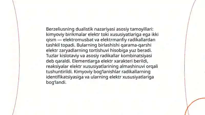 Elektrokimyo berseliusning dualistic nazariyasi 4