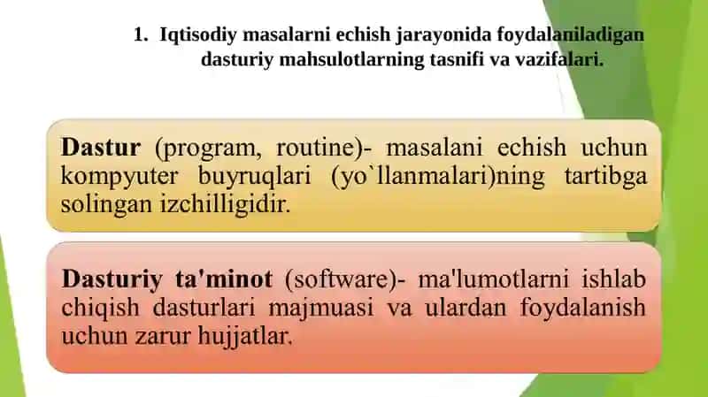 IQTISODIYOTDA FOYDALANILADIGAN DASTURIY MAHSULOTLAR 4