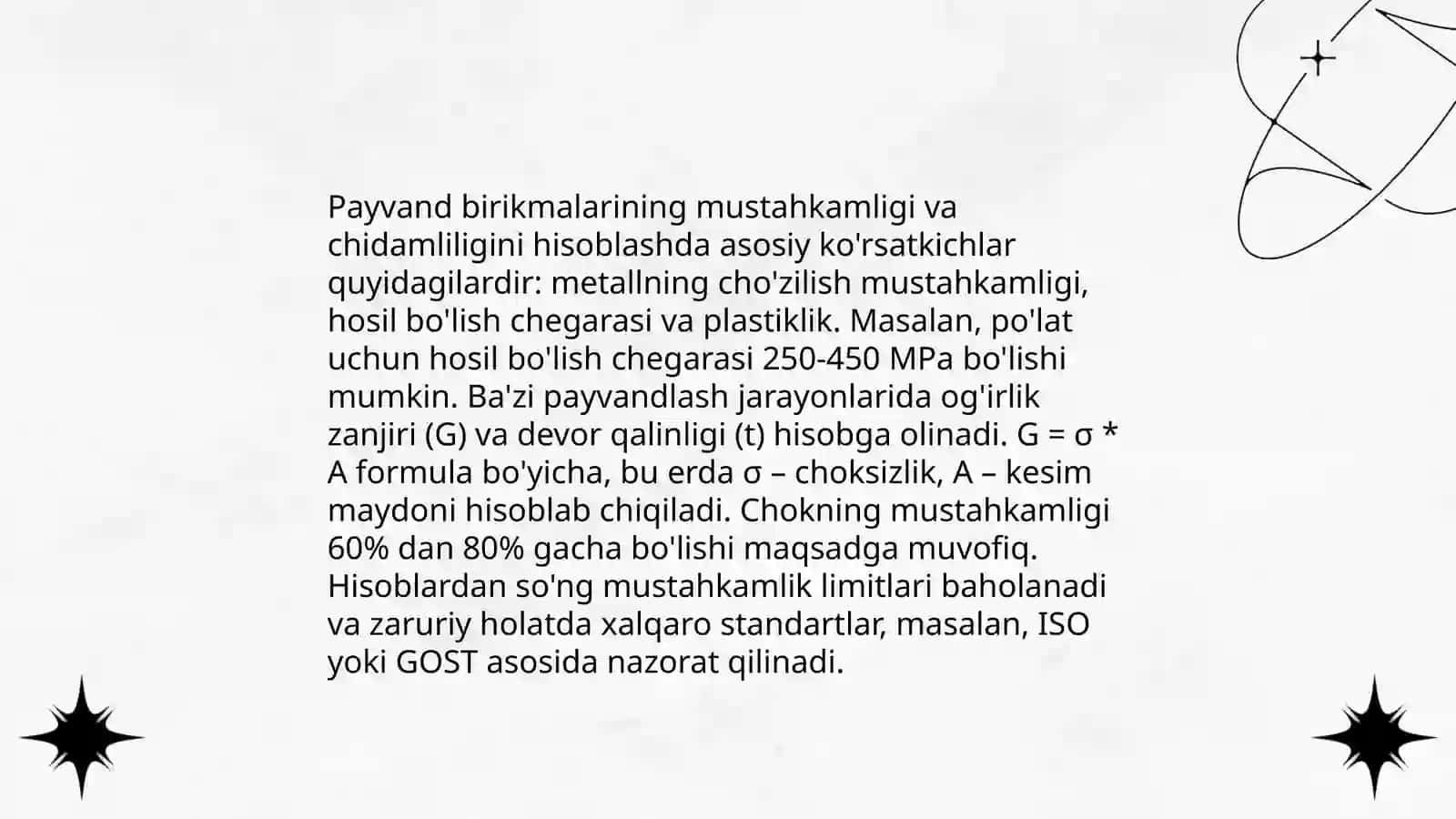 Payvand birikmalarni uzoq muddatda ishlash qobilyatini hisoblash usullari 4