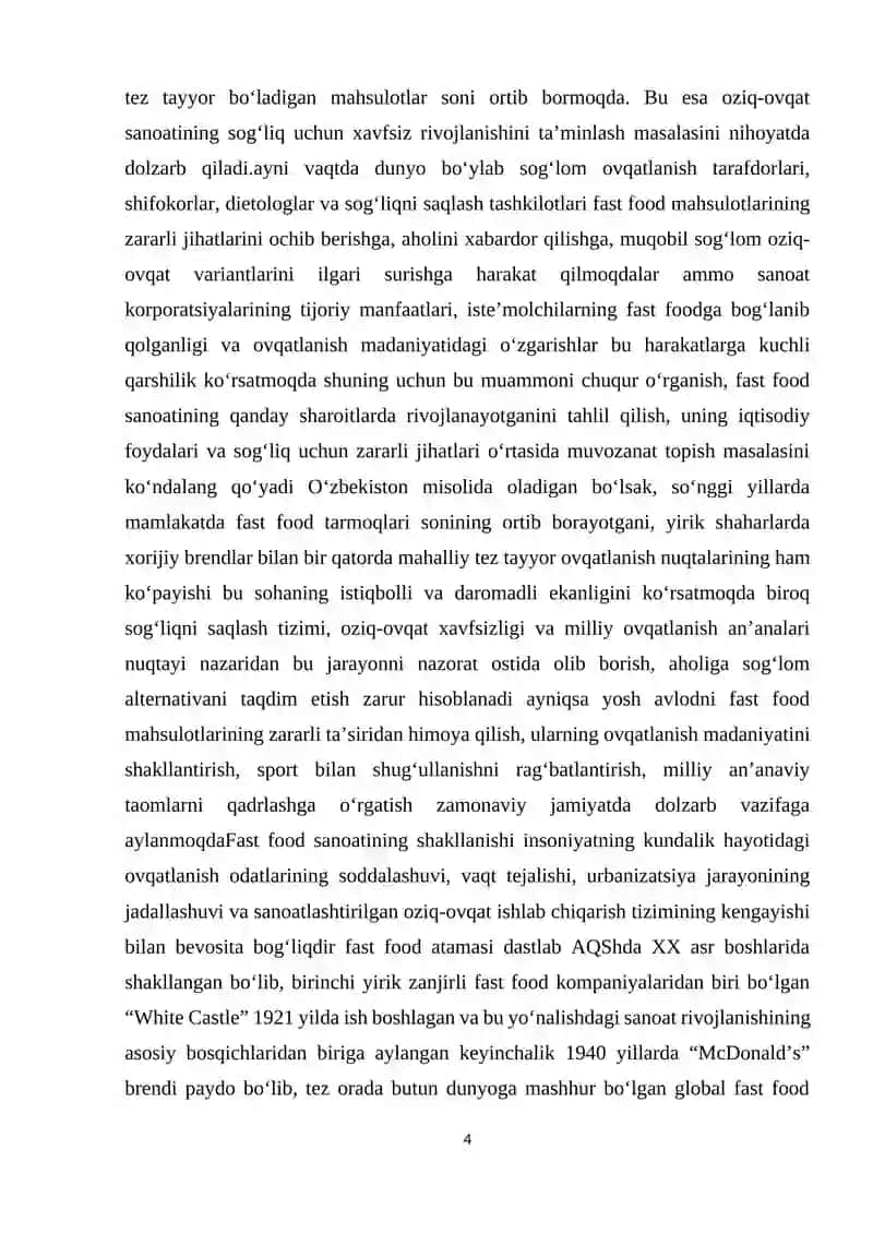 Fast food sanoatining rivojlanishi va uning sog‘liq uchun ta’siri 4