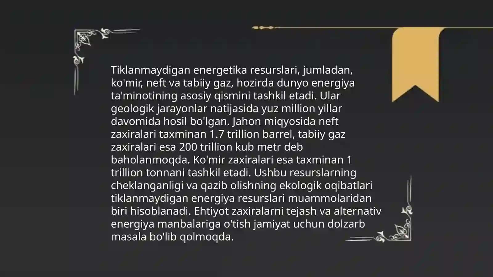 Tiklanuvchi va tiklanmaydigan energetika resurslari 4
