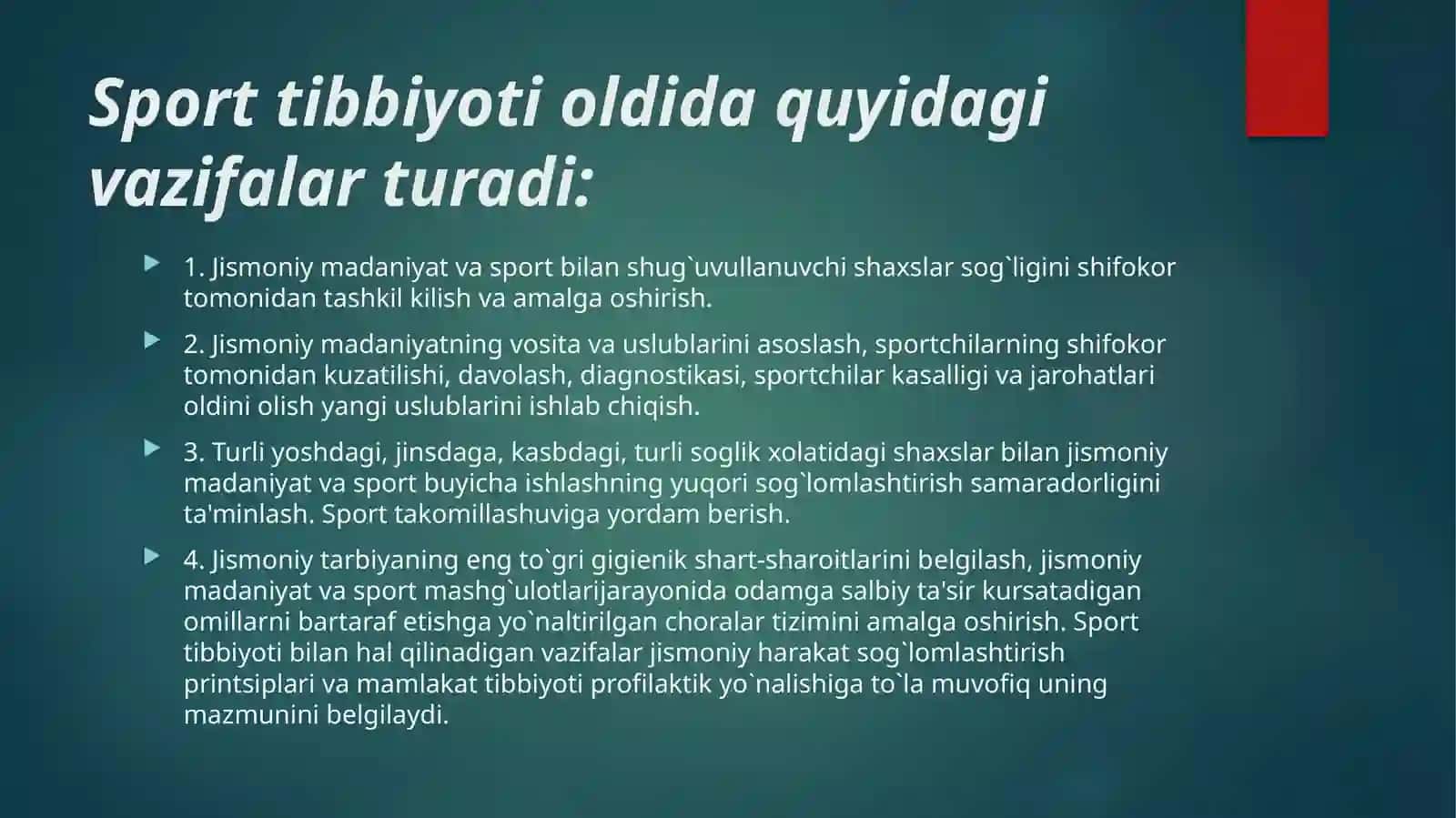 BOLALAR SPORT TIBBIYOTI. UNING VAZIFALARI VA ZAMONAVIY MUAMMOLARI 4