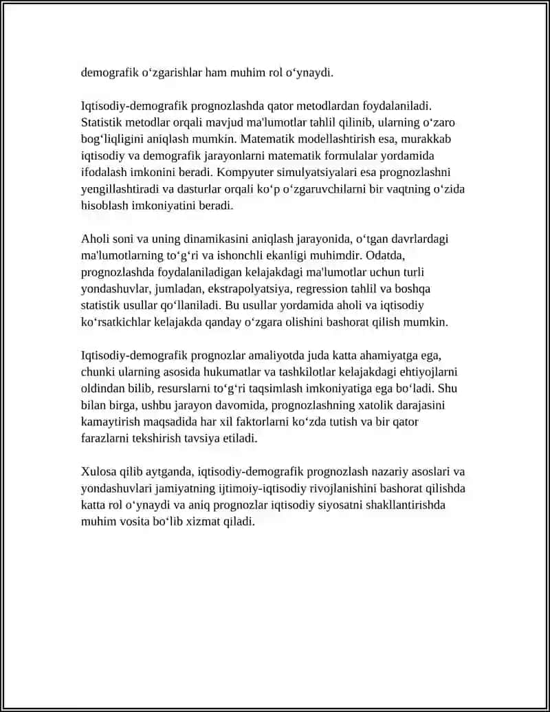 IQTISODIY DEMOGRAFIK PROGNOZLASH: METODLAR VA YONDASHUVLAR 4