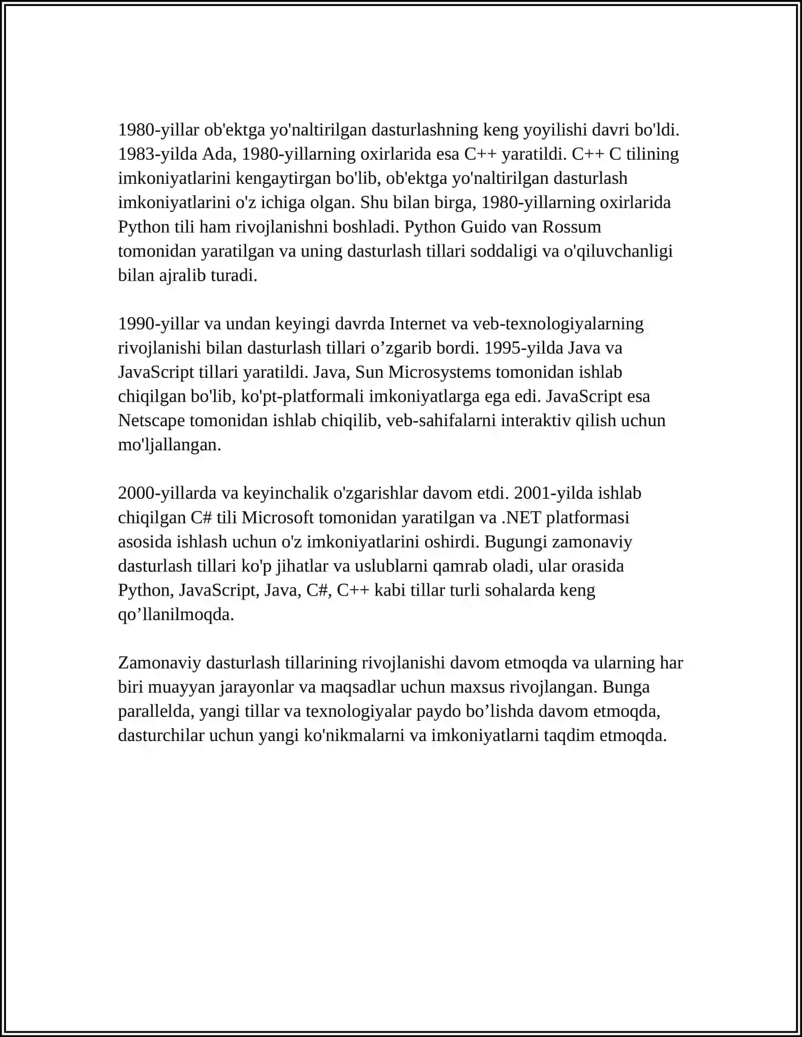 Zamonaviy Dasturlash Tillarining Tahlili 4