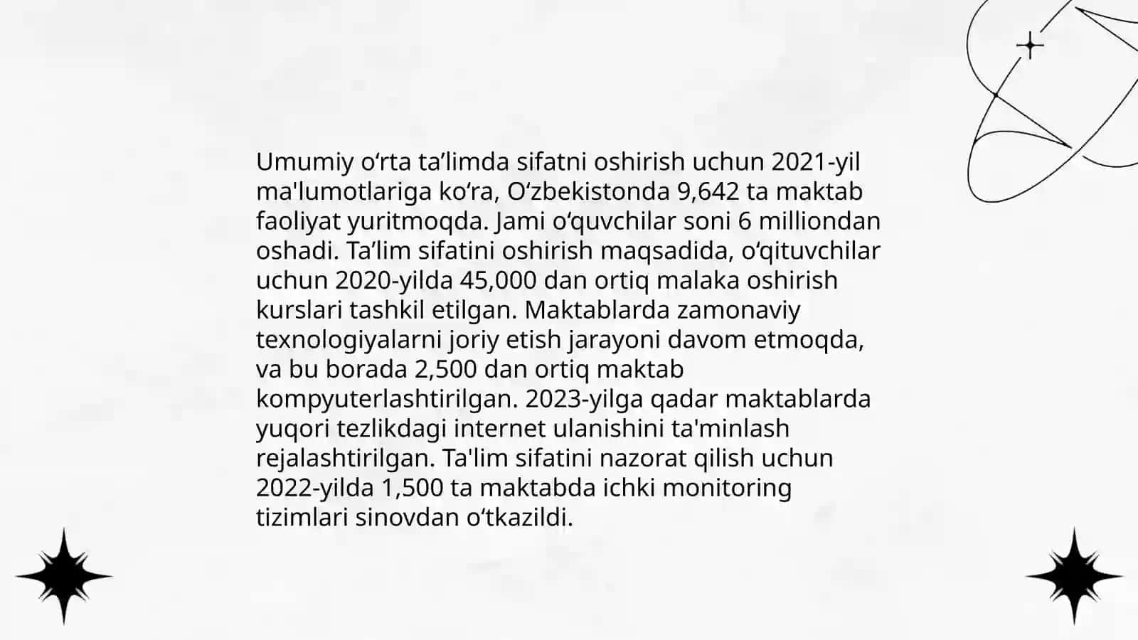 Maktabgacha, Umumiy Oʻrta, Professional Talim 4