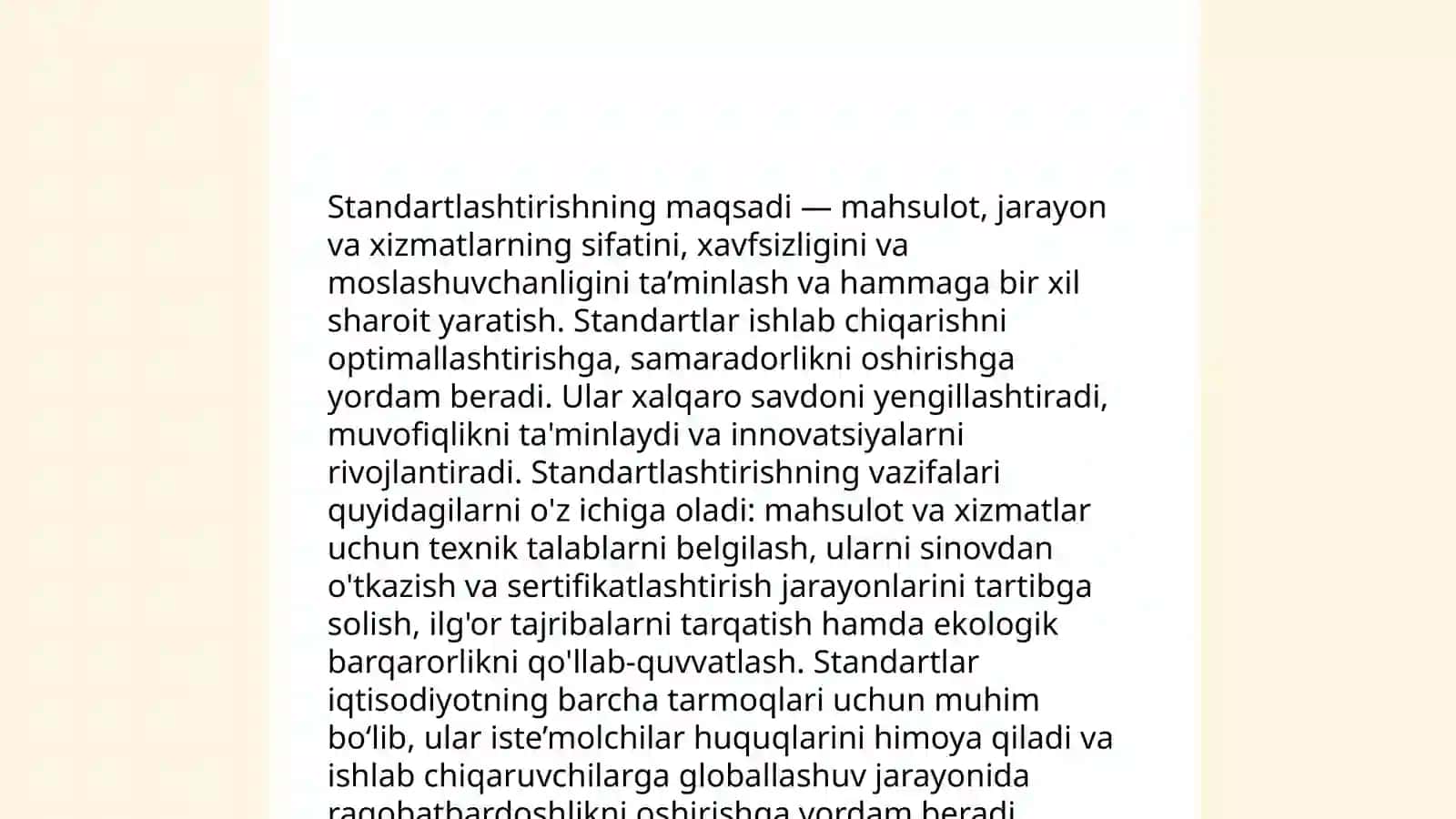 Standartlashtirish va sertifikatlashtirish asoslari va mohiyatini bilish 4