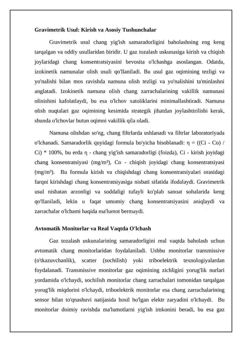 Chang yig'ish samaradorligini baholash usullari 4