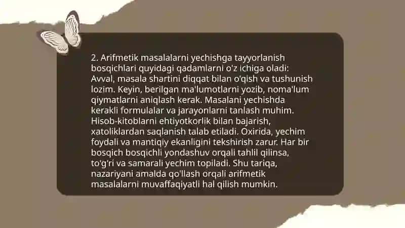 Arifmetik masalalar yechishga o'rgatish metodikasi 4