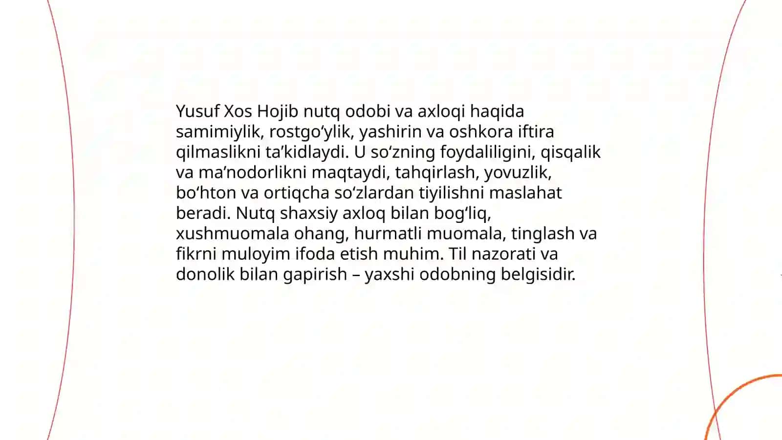 Yusuf Xos Hojibning " Qutadgʻu bilik '' asarida nutq madaniyatiga oid qarashlar 4