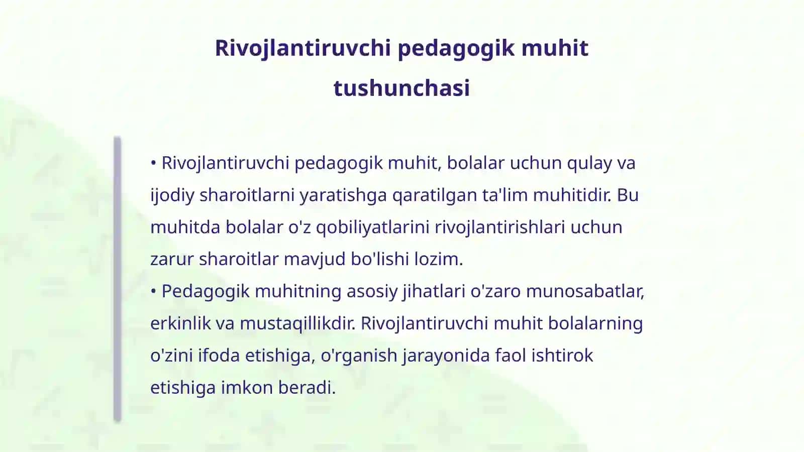 Maktabgacha ta'lim muassasalarida rivojlantiruvhi pedagogik muhitni tashkik etish 4