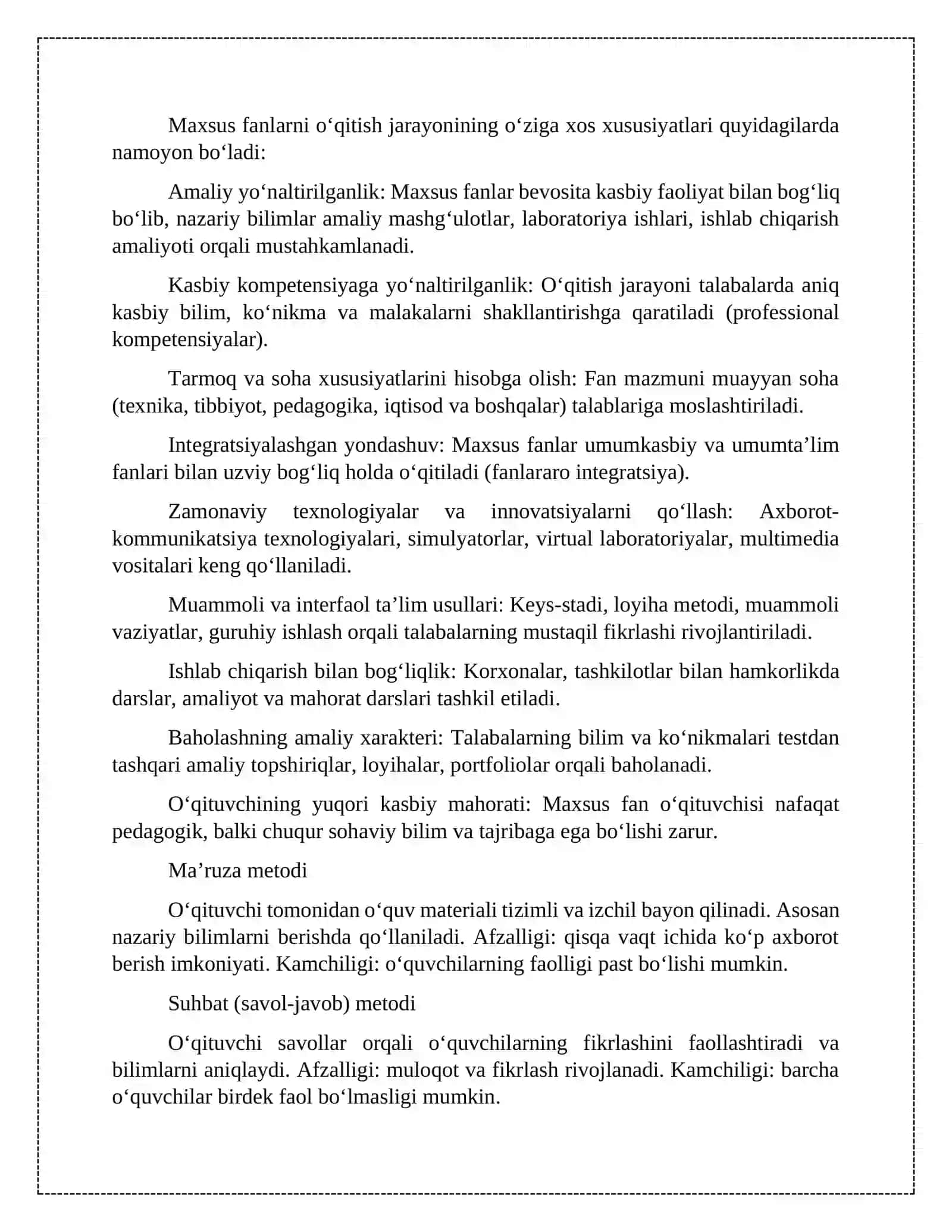 Maxsus fanini o‘qitish jarayonida qo‘llaniladigan metodlar 4