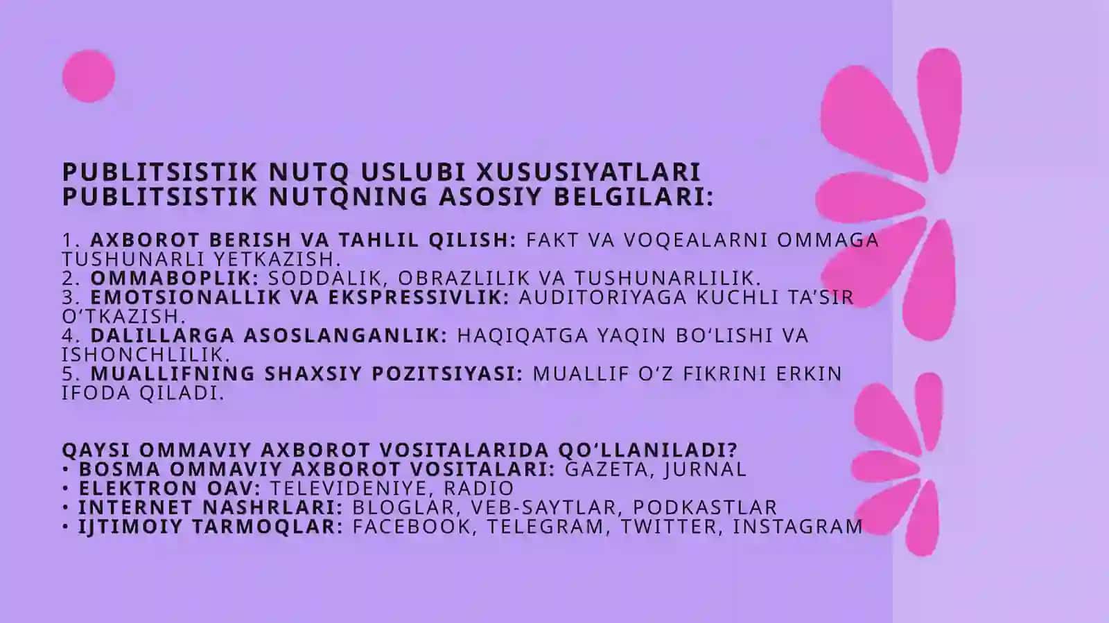 Publitsistik nutq uslubi. Publitsistik maqolalar bilan tanishish va tahlil qilish 4