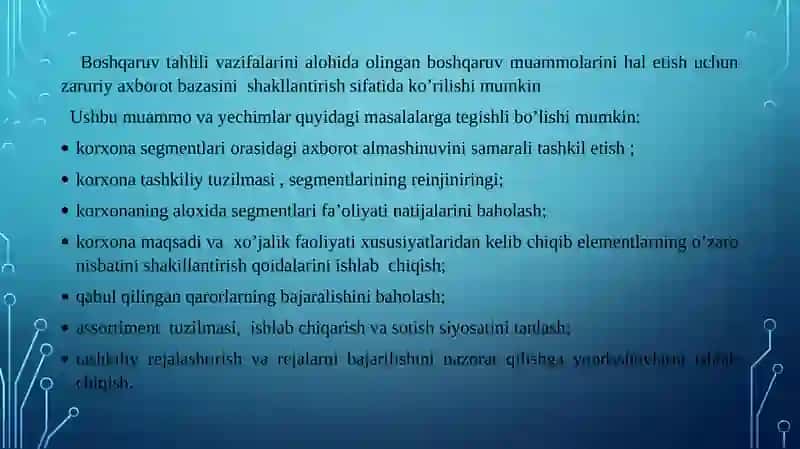Boshqaruv tahlili fanining uslubiyoti va ungaqo’yiladigantalablar 4