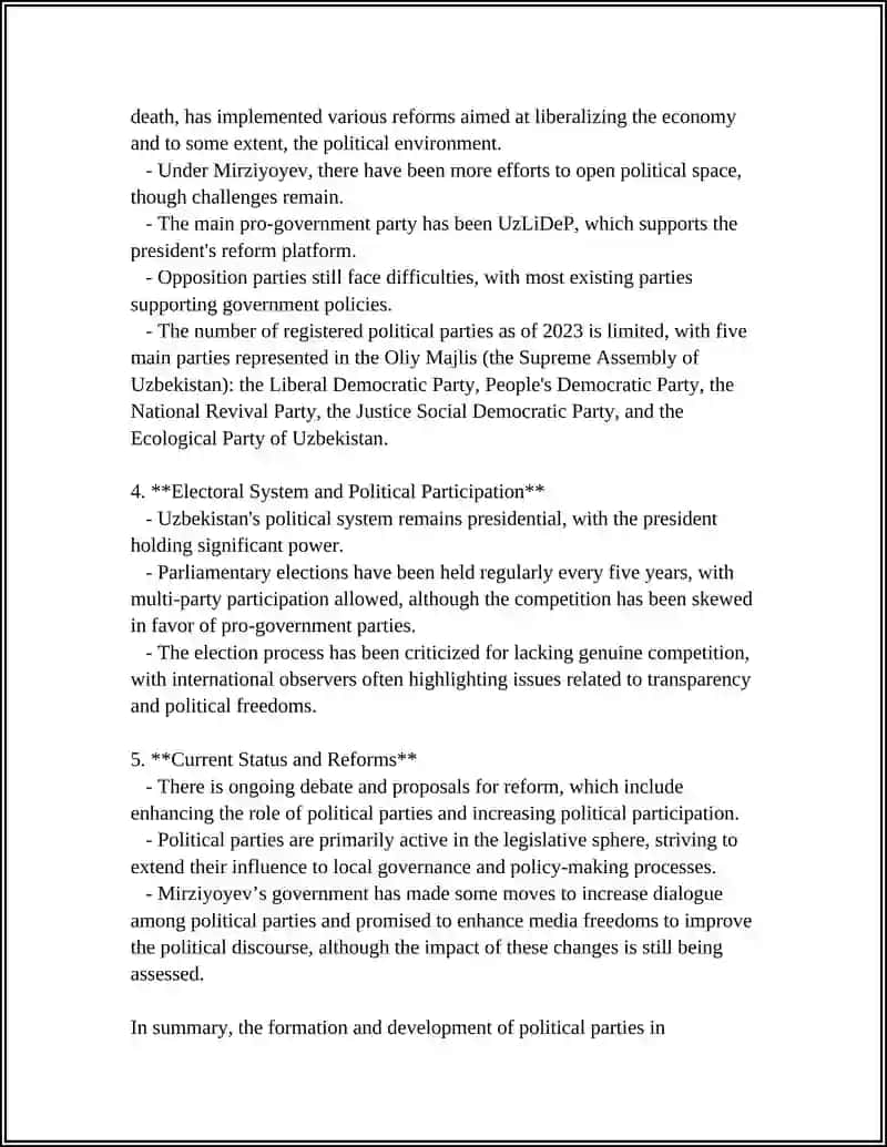 THE POLITICAL PARTIES OF UZBEKISTAN 4