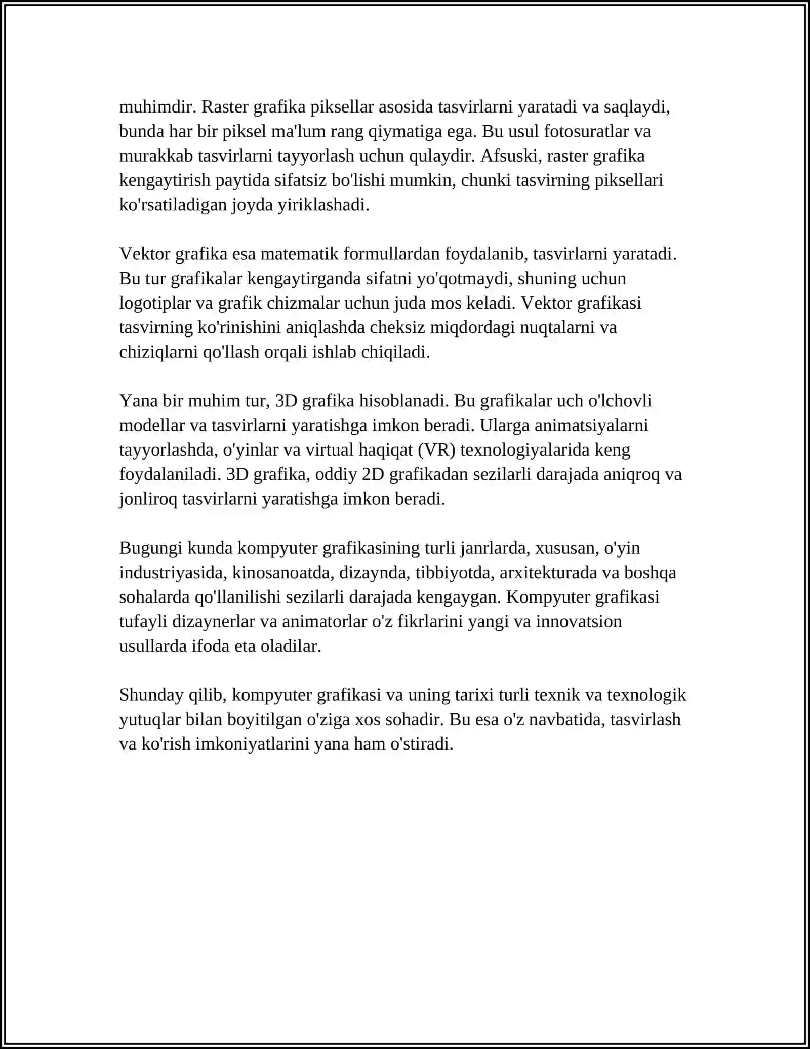 "KOMPYUTER GRAFIKASI VA UNING TURLARI" 4