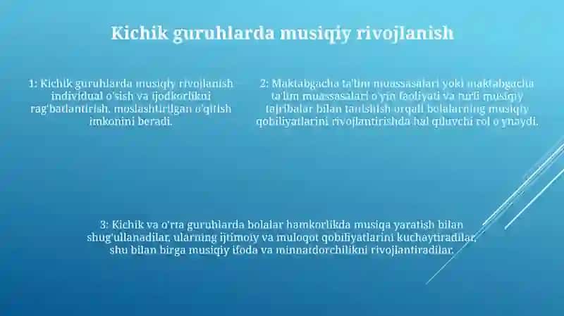 Maktabgacha Ta'lim Muassasalari Tarbiyalanuvchilarning Yoshga Doir Musiqiy Qobiliyatlarni Rivojlantirish Xususiyatlari Kichik Va O'Rta Guruhlarda 4