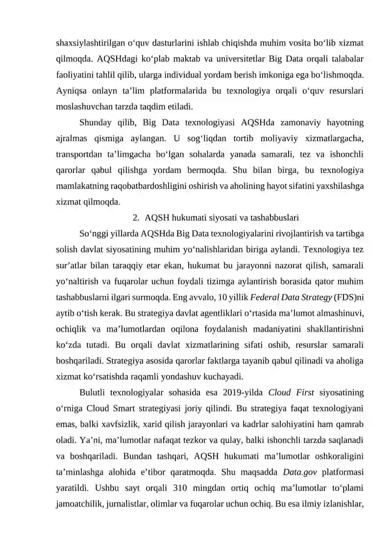 Big Data rivojlanishi. AQSH misolida 4