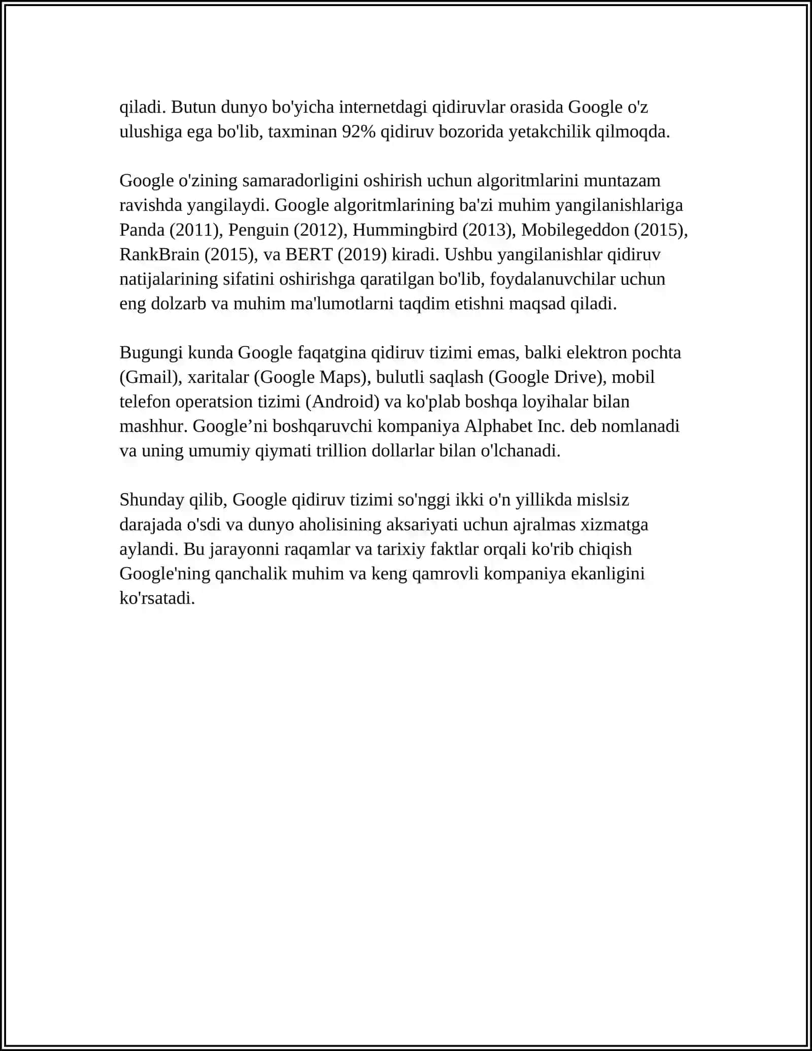 GOOGLE QUDIRUV TIZIMI.INTERNET VA UNDAN FOYDALANISH 4