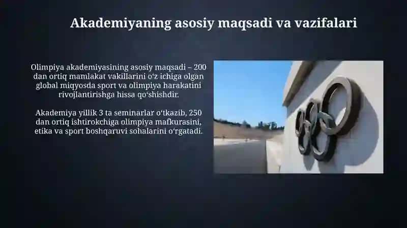 Xalqaro Olimpiya akademiyasi va uning faoliyati 4