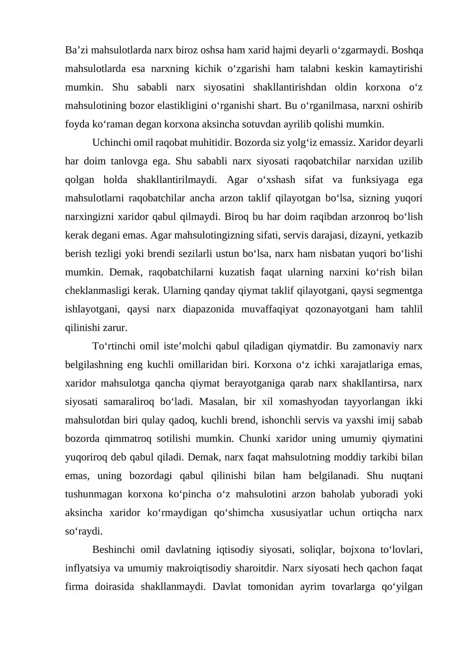 Narx siyosatini shakllantirish yo‘llari 4