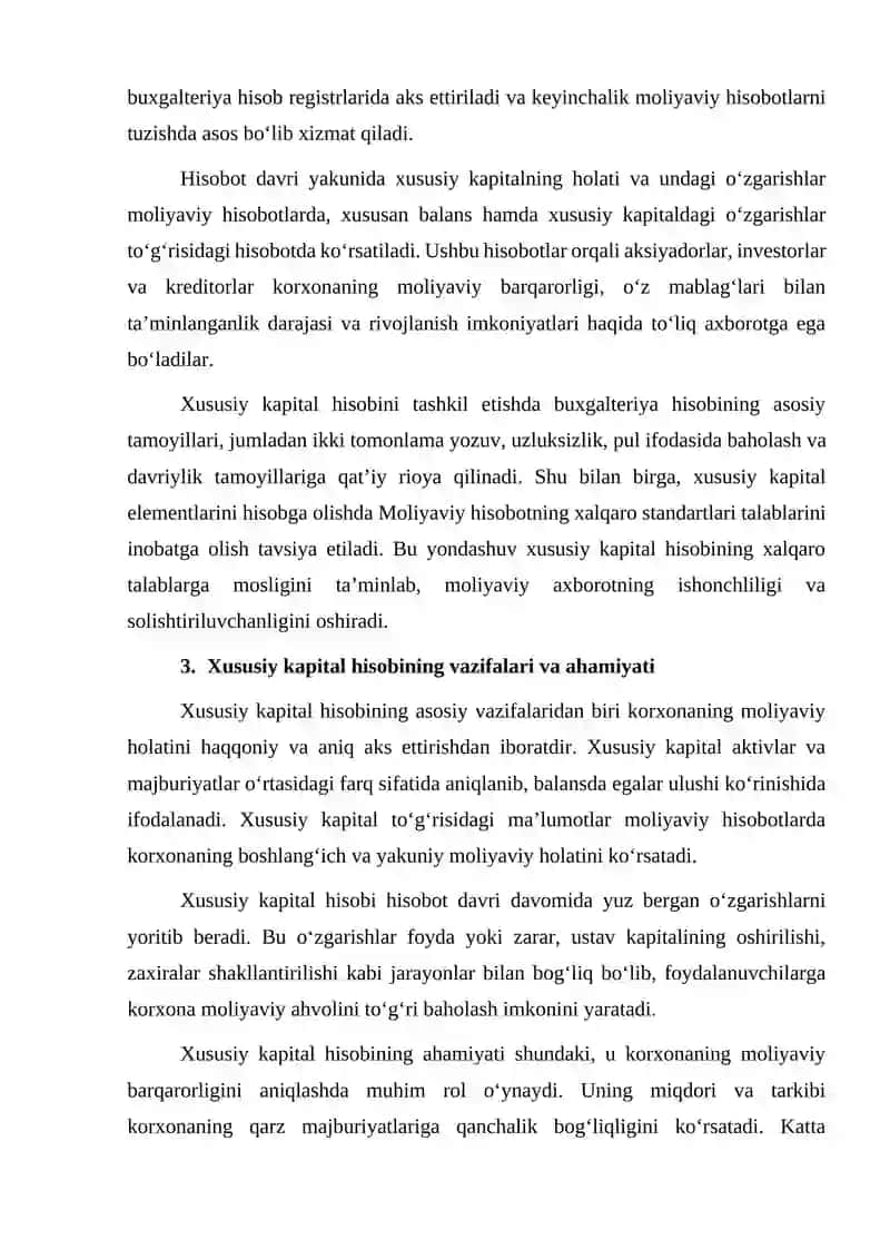 Xususiy kapital hisobini tashkil etish va uning vazifalari 4