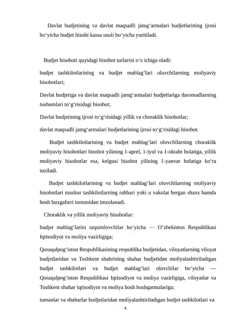 Byudjet hisobini tashkil etishning xususiyatlari 4