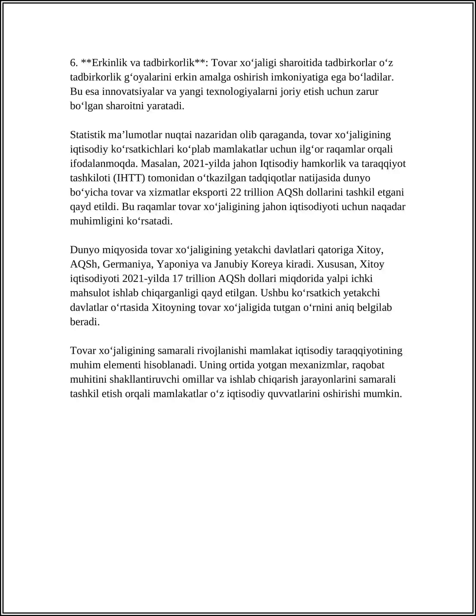 TOVAR XO‘JALIGI VA UNING NATURAL XO‘JALIKLARDAN FARQI 4
