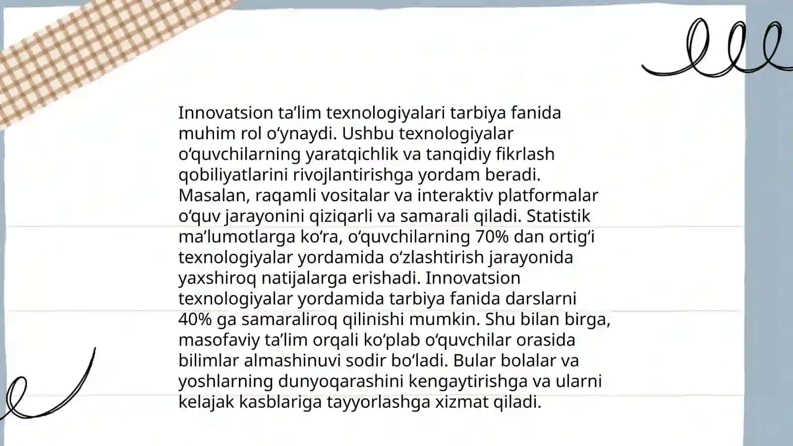 Tarbiya fanini o‘qitish metodikasi fanida innovatsion ta’lim texnologiyasi sifatida keys-stadi bilan ishlash 4