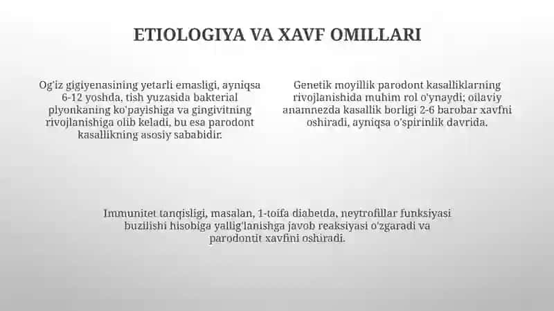 Pre-pubertat, pubertat va o'smirlik davrida parodont kasalliklari 4