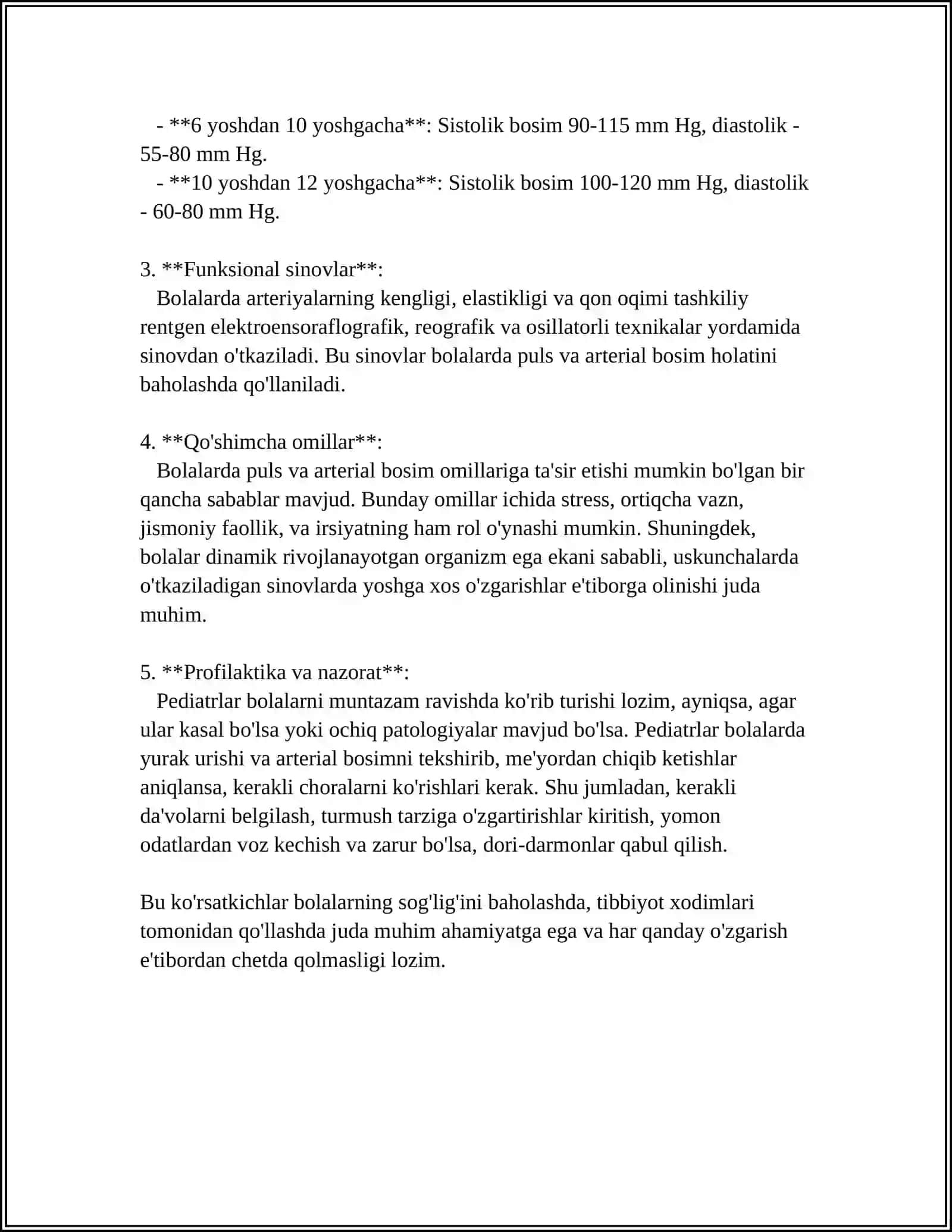YURAK-QON TOMIR TIZIMINING FUNKTSIONAL SINAMALARI VA ULARNI BOLALARDA BAHOLASH 4