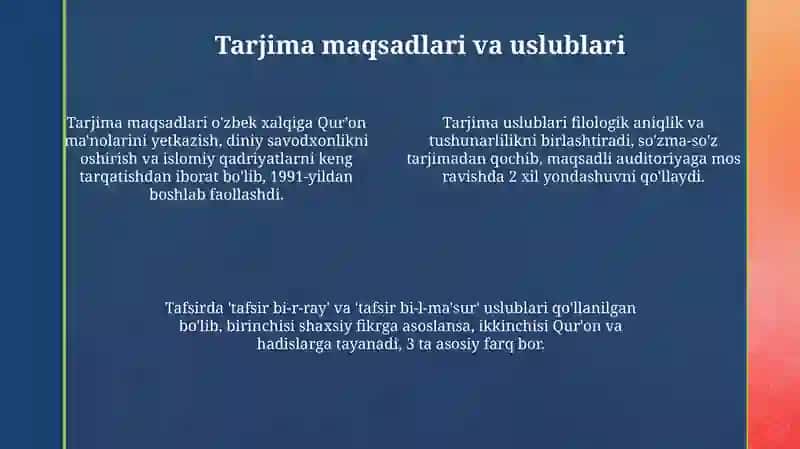 Mustaqillik Yillarida Qur'onning oʻzbek tiligatarjima va tafsirlari 4