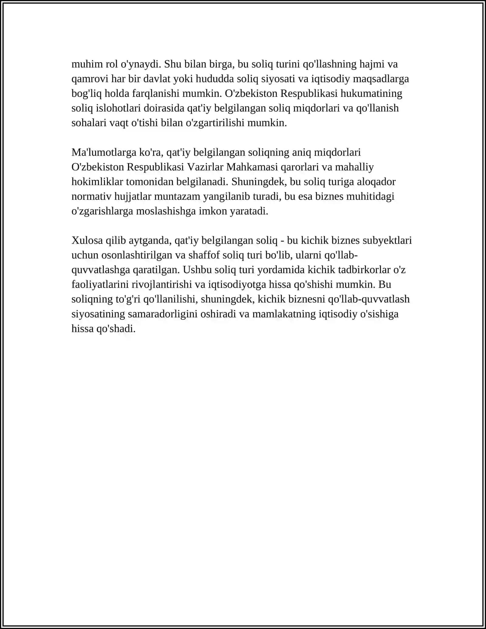 QAT IY BELGILANGAN SOLIQNI TO LOVCHILAR TARKIBI, SOLIQQA TORTISH OBYEKTI VA SOLIQ SOLINADIGAN BAZA 4