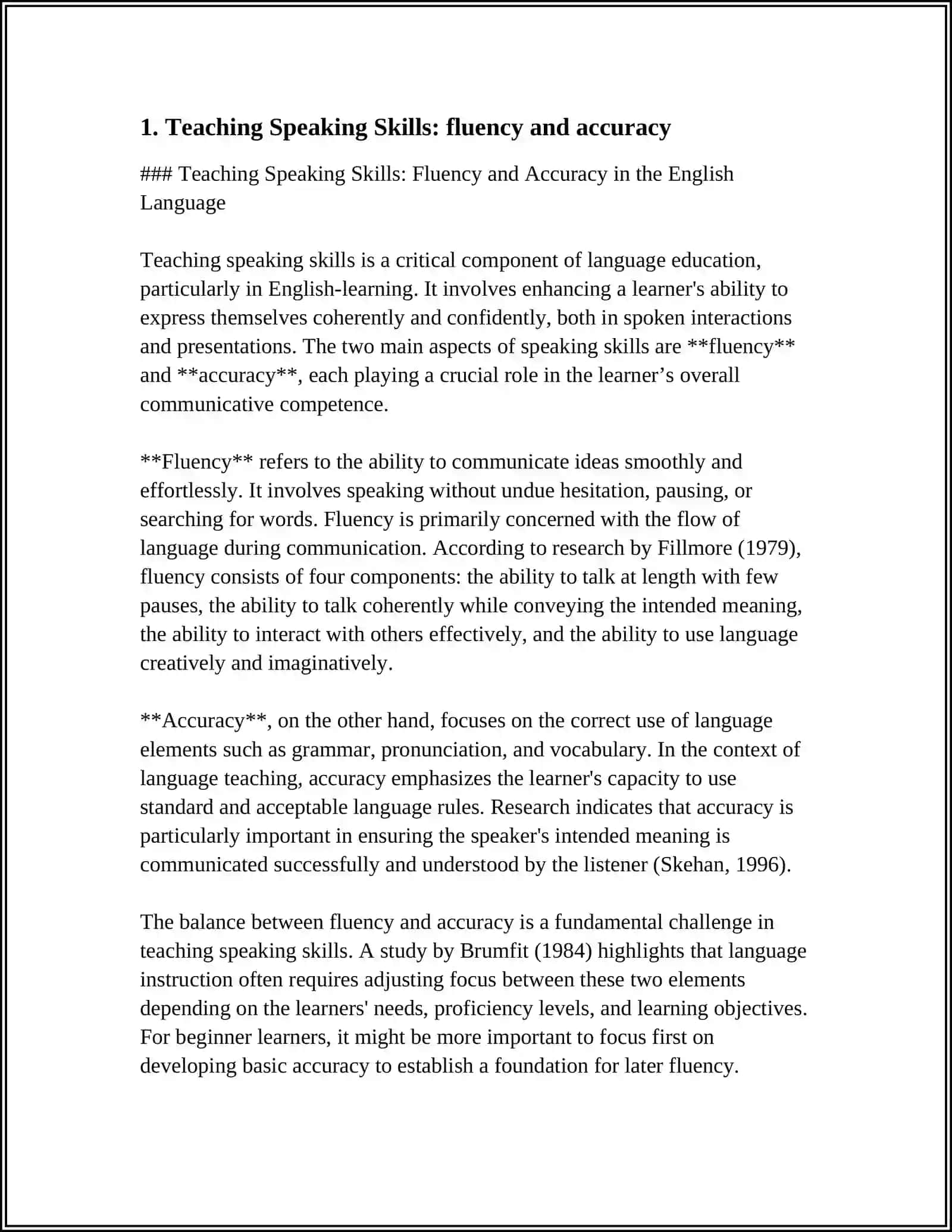Teaching Speaking Skills: Fluency and Accuracy in the English Language 4