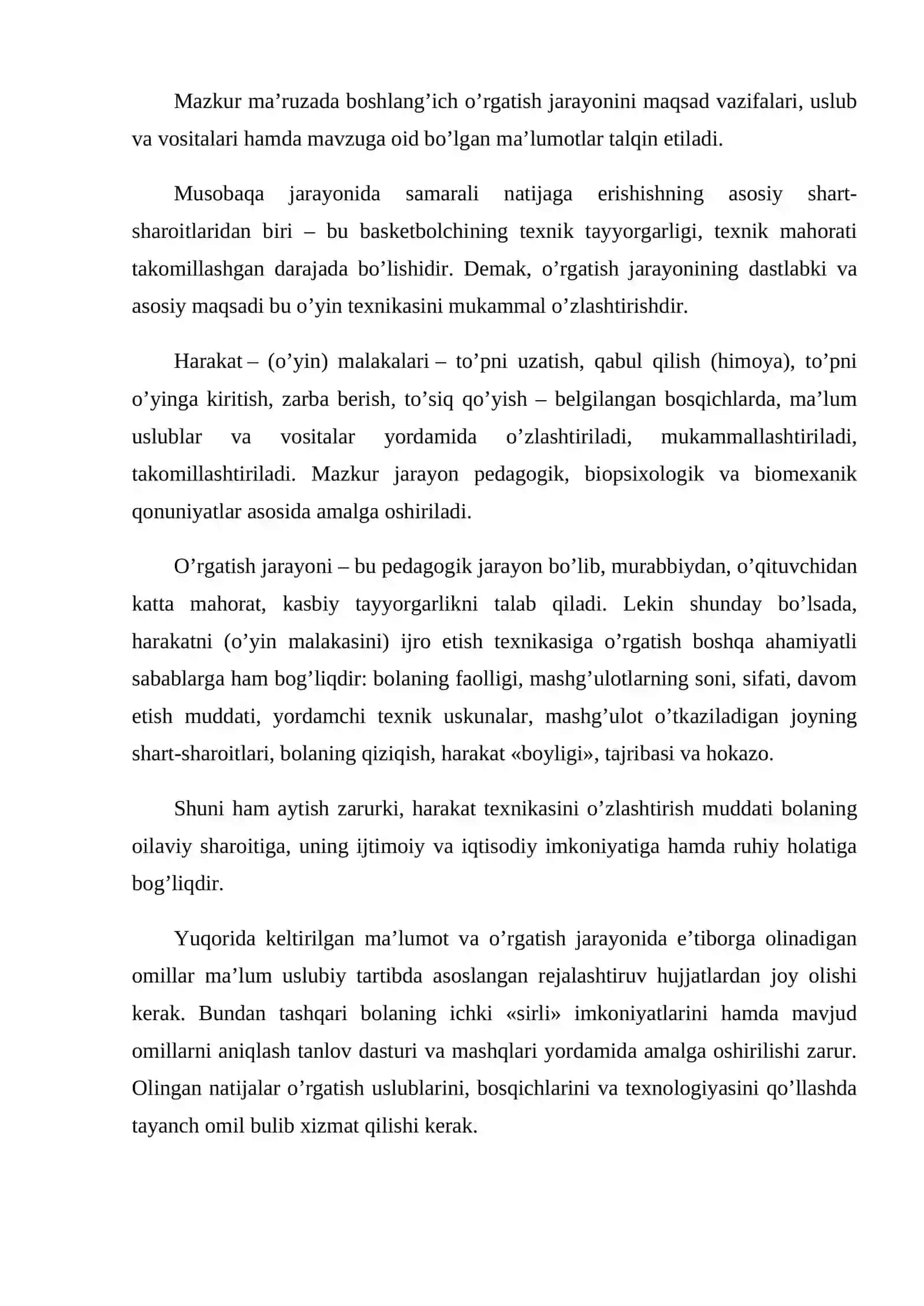 Basketbolchining umumiy jismoniy sifatlarini tarbiyalashda maxsus mashqlardan foydalanish yo’llari 4