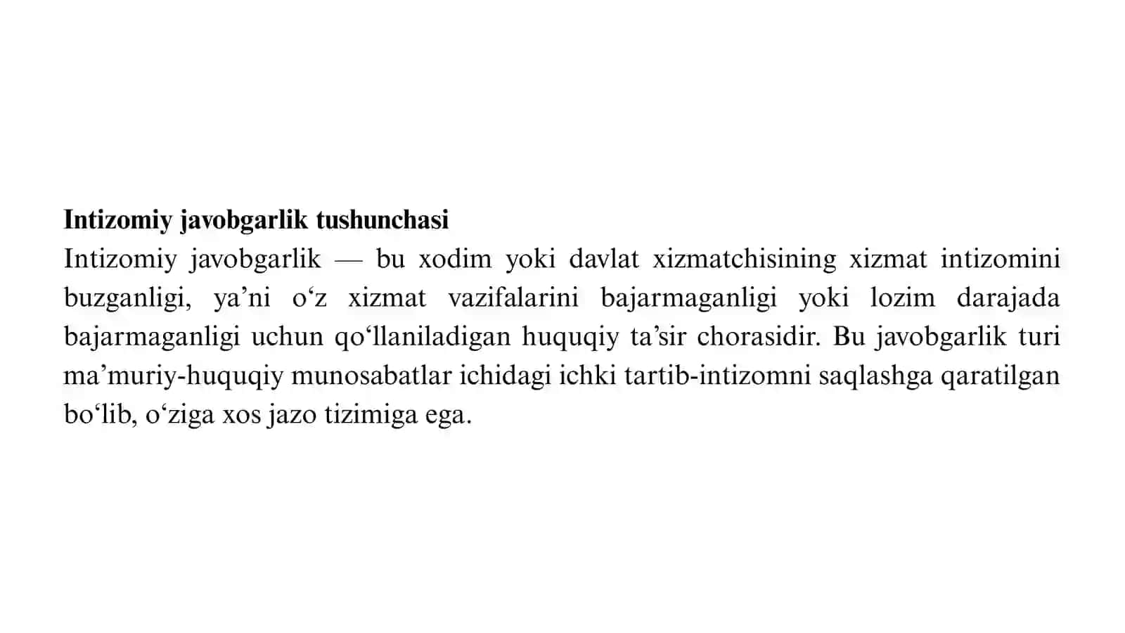 Ma'muriy huquq boʻyicha intizomiy va moddiy javobgarlik 4