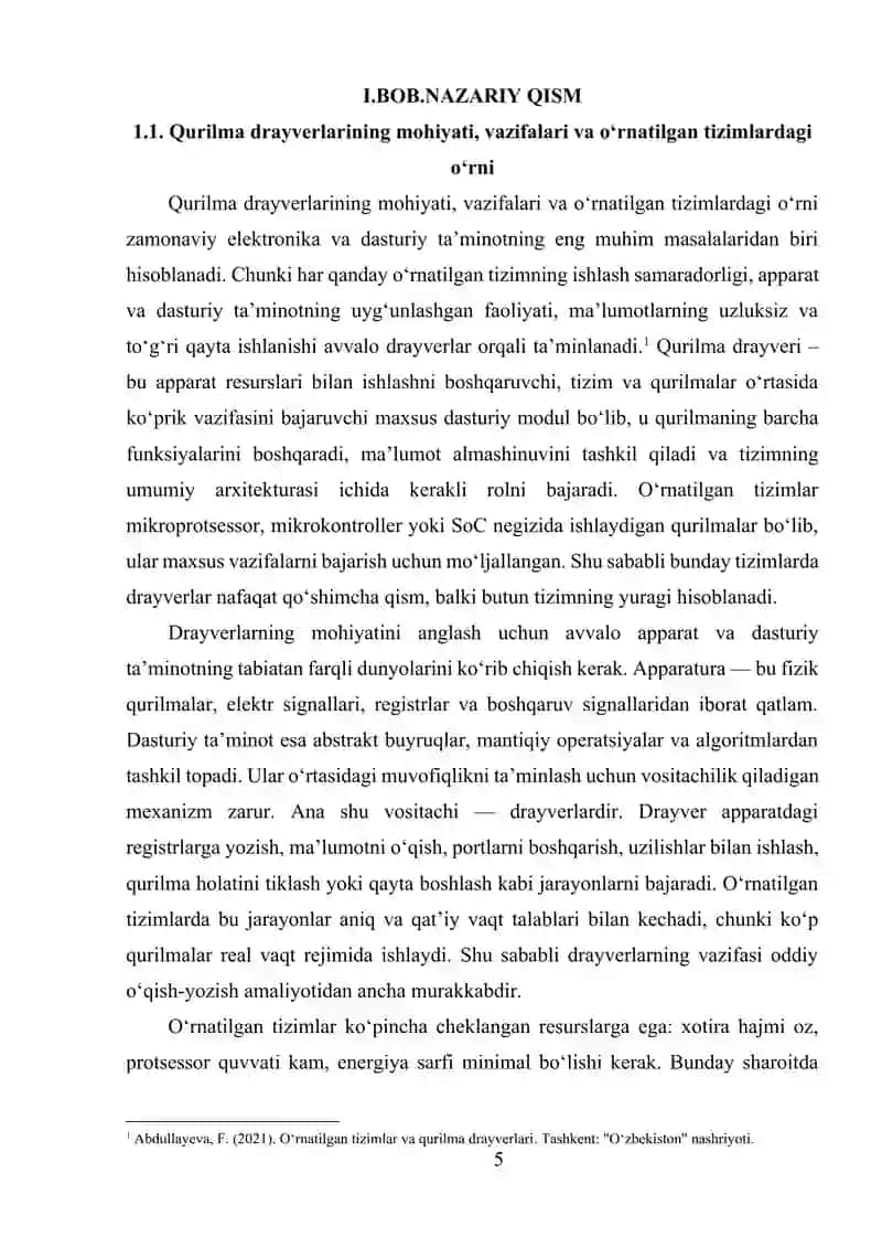 O‘RNATILGAN TIZIMLARDA QURILMA DRAYVERLARINI ISHLAB CHIQISH 4