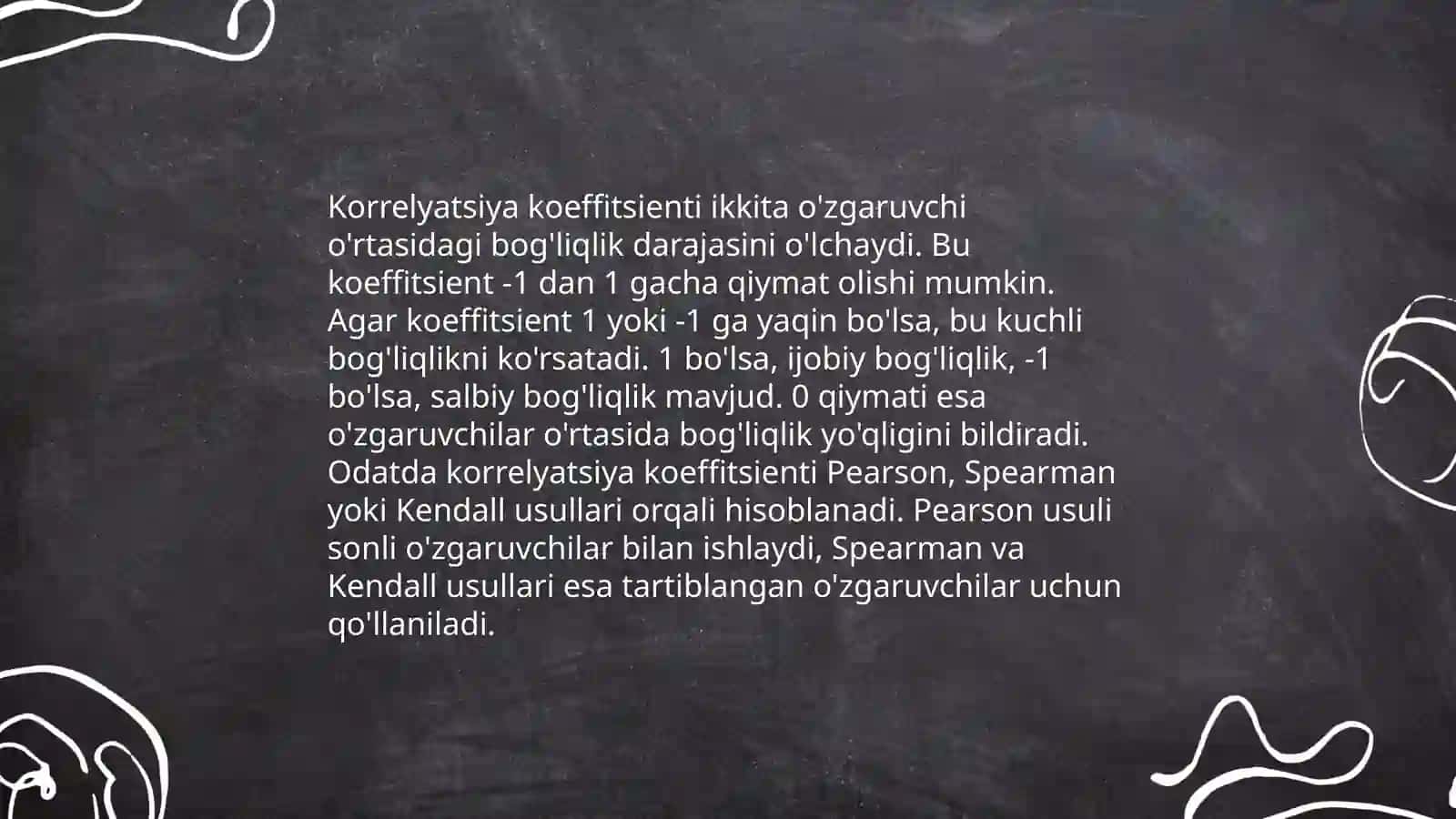 O`zaro bog`lanishlar statistikasi 4