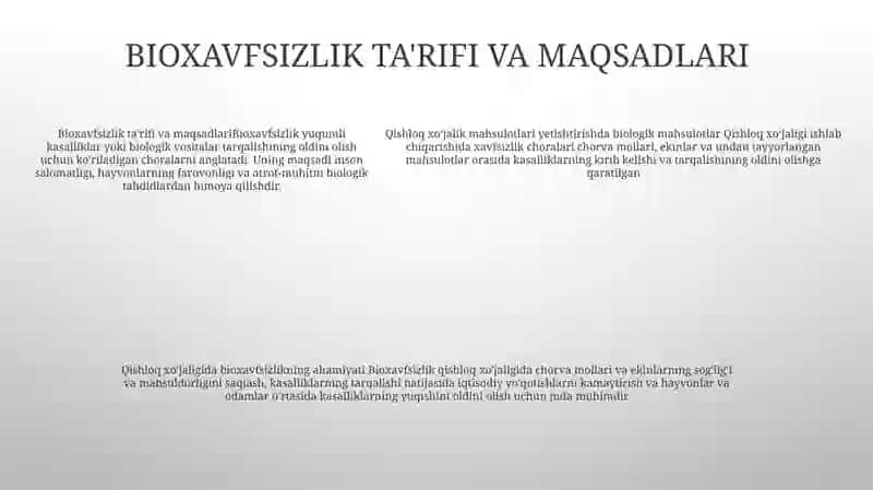 Biologik Xavfsizlik Chora Tadbirlari 4