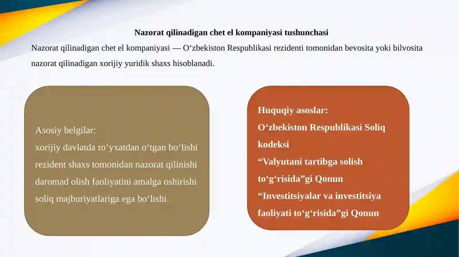 Soliq munosabatlarining subyekti sifatida nazorat qilinadigan chetel kompaniyalari 4