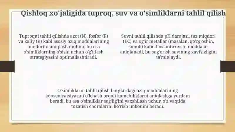 Sifat va miqdor analiz usullari va qishloq xo'jaligidagi ahamiyati 4