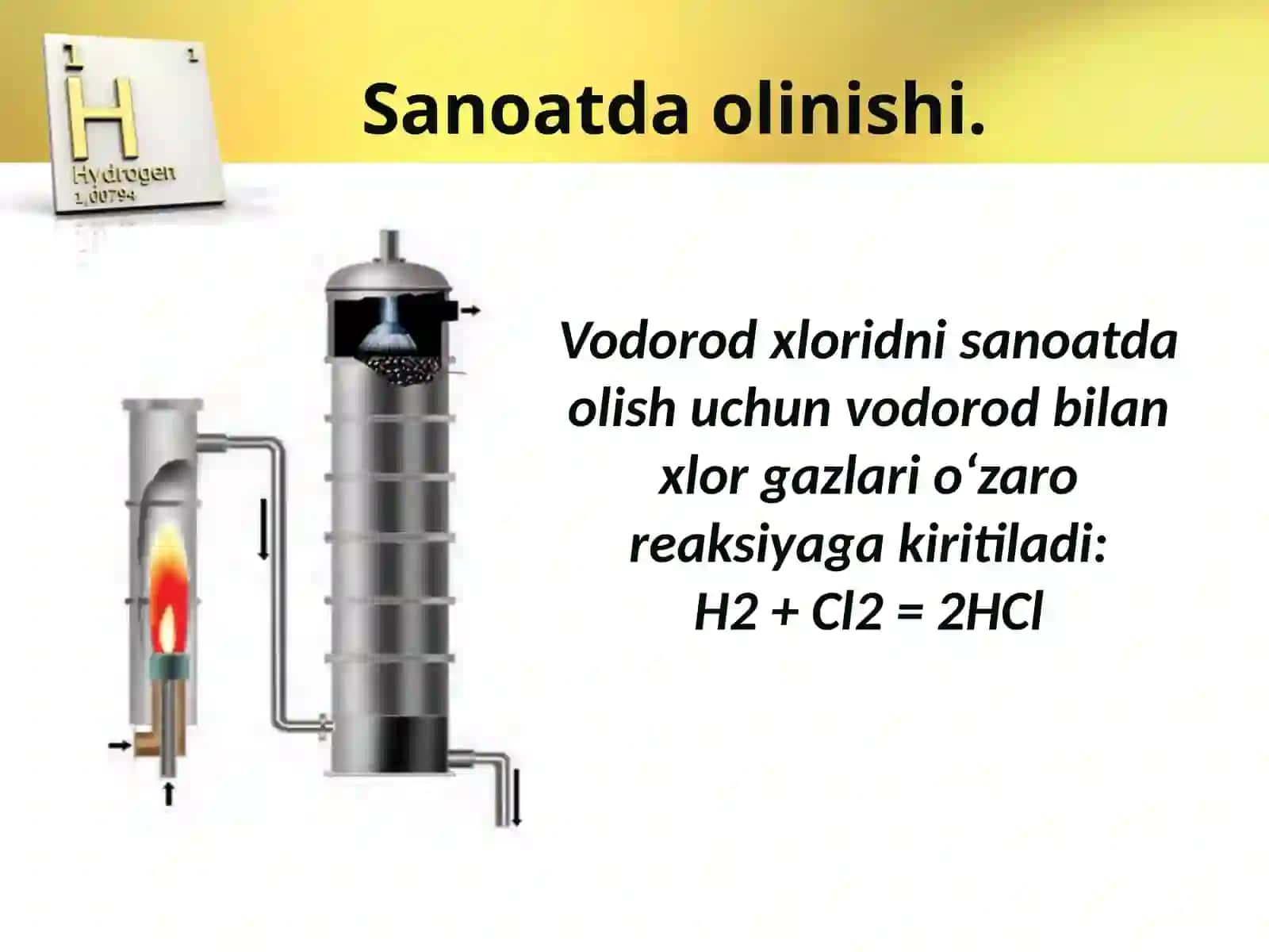 8-sinf Kimyo fanidan Vodorod xlorid mavzusida dars taqdimot 4