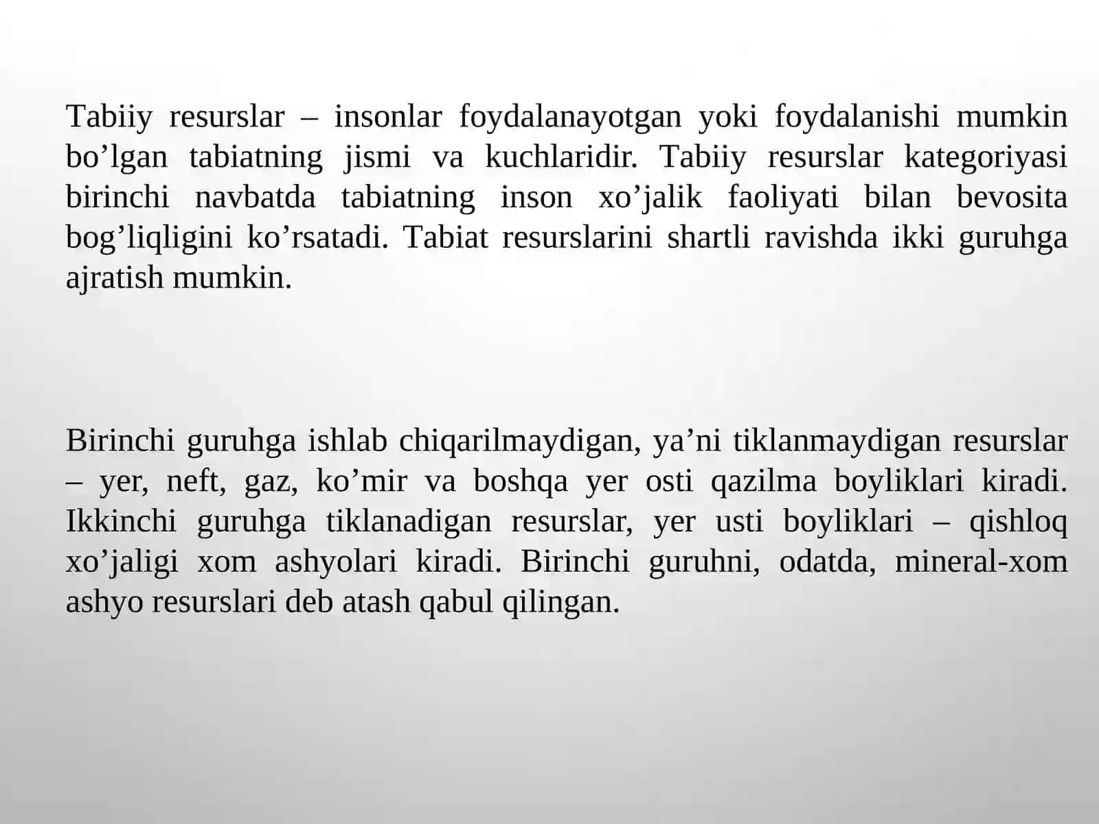 Tabiiy resurslar va ularning boyliklari 4