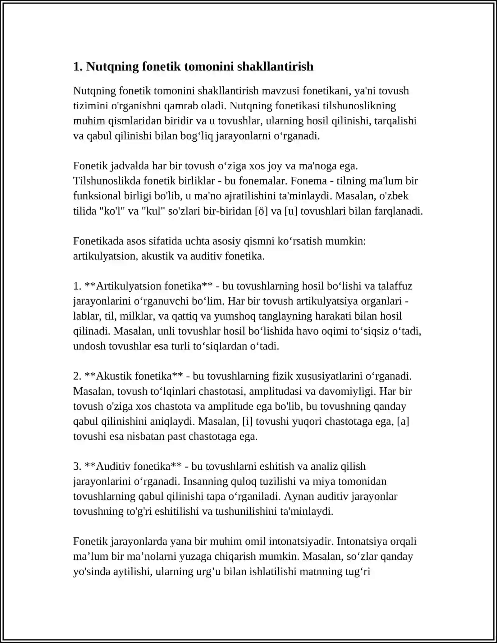 Nutqning fonetik tomonini shakllanish xususiyatlari 4