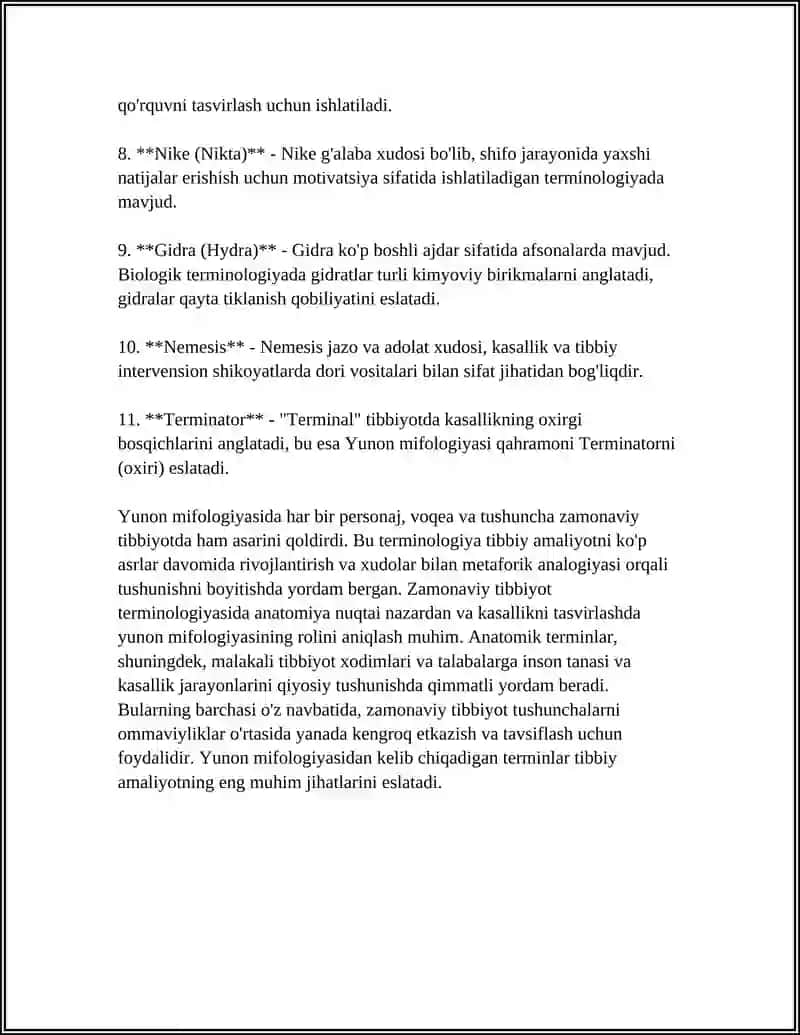 TIBBIYOT TERMINLAR NOMLARIDAN ANTIK MIFOLOGIYA VA QADIMGI XALQLAR XAYOTINING AKS ETISHI 4