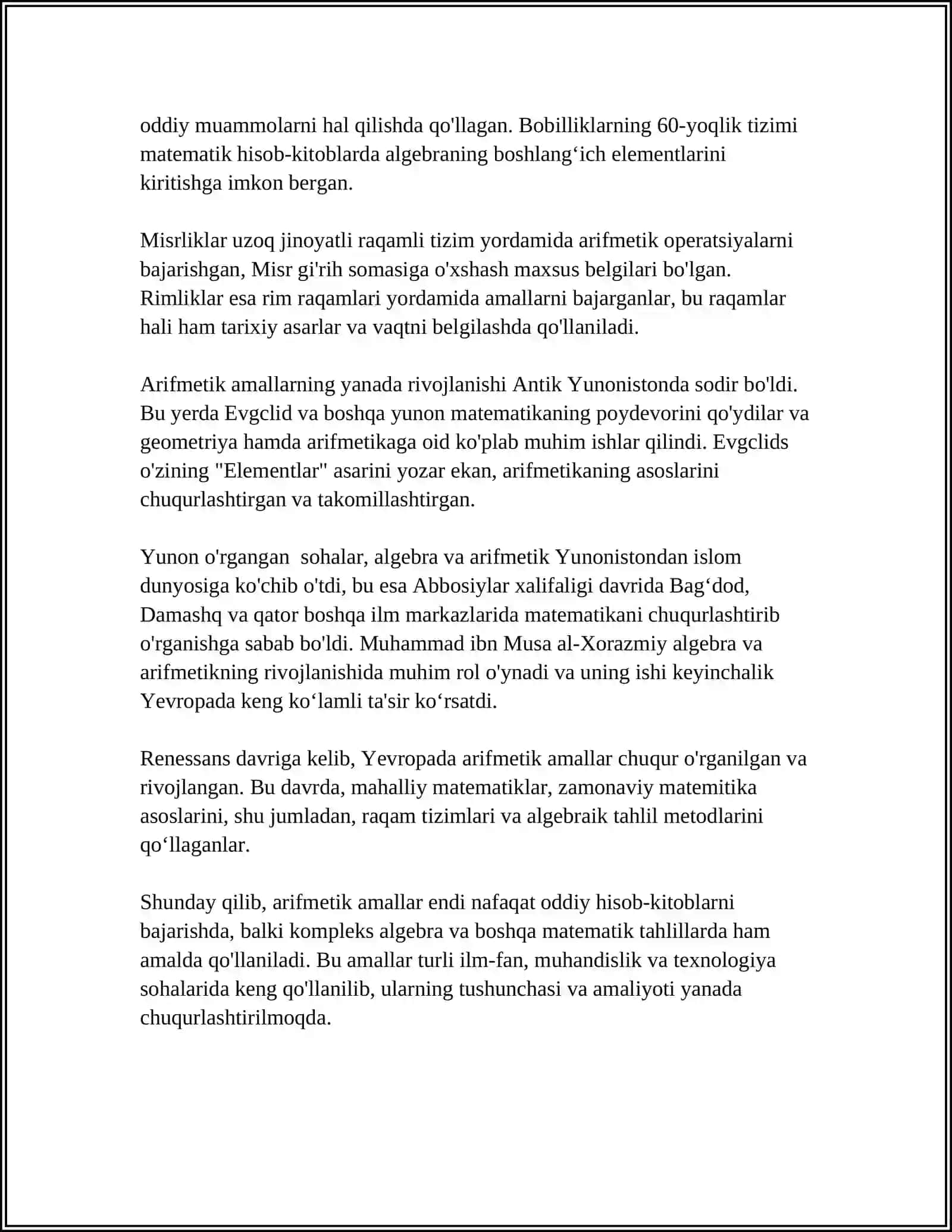 ARIFMETIK AMALLARLARNING PAYDO BOʻLISH TARIXINI OCHIB BERISH 4