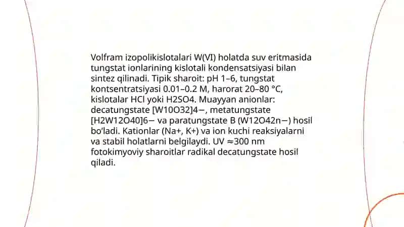 Molibden va volframning izopolikislotalari va geteropokislotalari 4